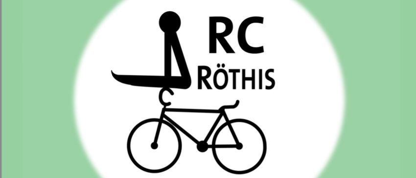 Plakat mit einem Fahrrad im Kreis, die Wörter ASVO Kunstrad Cup und RC Rothis erscheinen auf dem Plakat