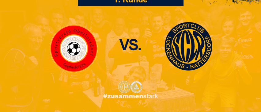 Das Plakat zeigt ein Fußballspiel zwischen Sportverein Oberloisdorf und Sportclub Lockenhaus-Rattersdorf. Das Spiel ist Teil der 2. Liga Mitte, 1. Runde. Datum ist 2. August 2025.