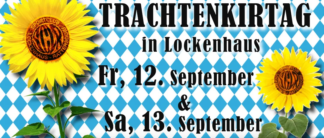 Plakat für eine Veranstaltung in Lockenhaus am 12. und 13. September. Freitag, Warm-up um 18:30, Fußballspiel um 20:30. Samstag, Festlichkeiten um 18:00, Musik um 20:00.
