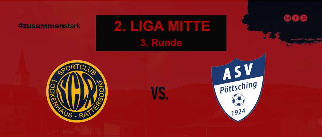 Ein Fußballspiel zwischen SC Potsdam und ASV Rattersdorf am 15. August 2025 im Sportplatz Ratter. Das U23-Spiel beginnt um 15:30 Uhr und das KM-Spiel um 17:30 Uhr.