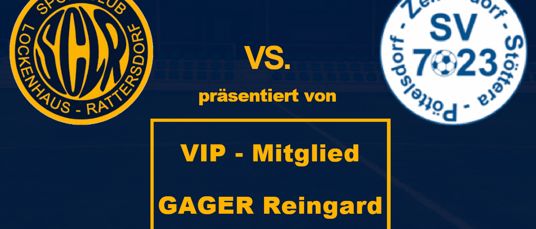 Fußballspielposter. 2. Liga Mitte, 13. Runde. Lockenhaus Rattersdorf gegen SV Zementdorf. Präsentiert von VIP-Mitglied Gager Reingard. Datum: 10/2025. U23-Spiel um 17:30, KM um 19:30. Ort: Naturparkarena.
