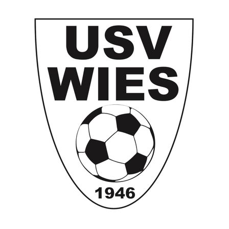 Das Logo von USV Wies zeigt einen Fußball in einem Wappen mit dem Text 'USV WIES' und dem Jahr '1946' unter dem Ball.