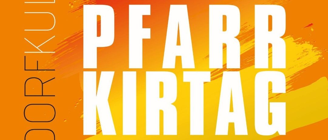 Das Plakat bewirbt den 39. Absorvier Pfarr Kirtag, der vom 5. bis 7. September 2025 stattfinden wird. Veranstaltungen finden freitags um 18:30 Uhr, samstags um 15:00 Uhr und sonntags um 10:00 Uhr statt. Eröffnung und Ausstellung im Pfarrkultursaal in Absorvier. Die Veranstaltung findet im Pfarrgarten statt.