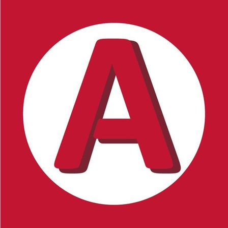 Ein roter Buchstabe A in der Mitte eines weißen Kreises auf rotem Hintergrund.
