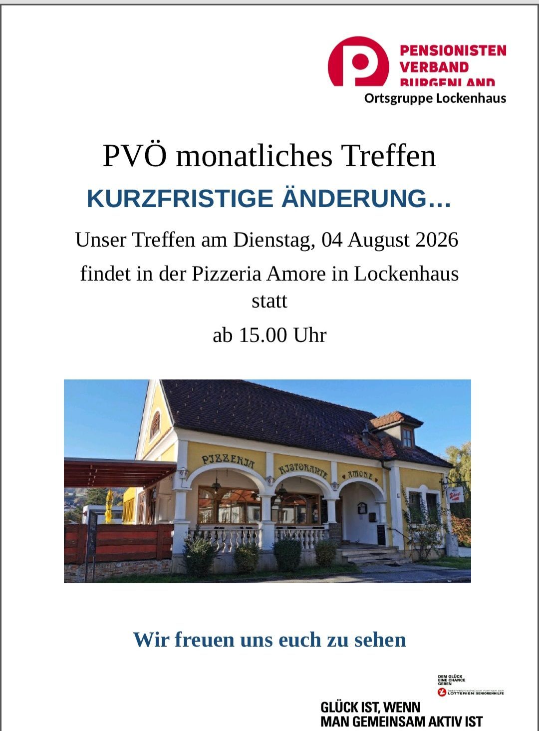 Pizzeria Amore in Lockenhaus mit Schildern "Pizzeria", "Ristorante" und "Amore"
