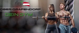 Ein Bild von einem Mann und einer Frau im Fitnessstudio. Der Mann hebt eine Hantel, während die Frau neben ihm steht. Das Fitnessstudio heißt Ober-Grafendorf.
