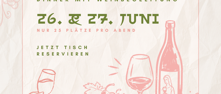 Ein Poster für Steirami & Vino mit steirischem asiatischem Abendessen und Weinbegleitung am 26. und 27. Juni mit begrenzten Plätzen.