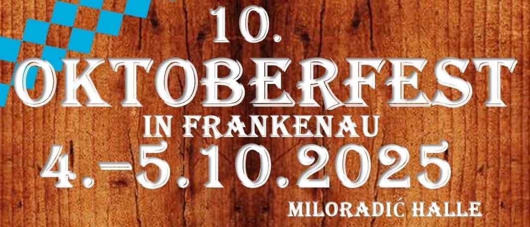 Plakat für eine lokale Veranstaltung in Frankenau. Termine sind 4. und 5. Oktober 2025. Aktivitäten umfassen eine Feier um 20:30 am Samstag und eine Heilige Messe um 11:00 am Sonntag.