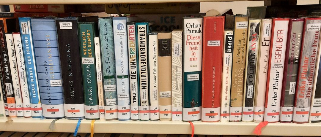 Bild enthält, Shelf, Book, Indoors, Library, Publication, Furniture, Person, Bookcase