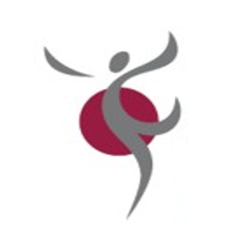 Ein roter Kreis mit einer grauen menschlichen Figur, die darin tanzt. Die Figur hat Flügel und scheint sich zu bewegen.