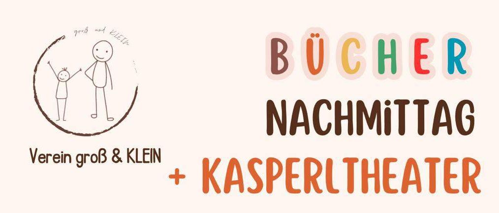 Plakat für einen Nachmittagsevent für Kinder. Es zeigt einen Clown, leuchtende Farben und Details über einen Nachmittag mit Aktivitäten, einschließlich Puppentheater, Lesestationen und Erfrischungen.