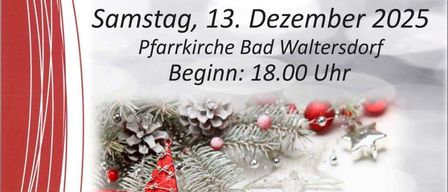 Werbung fur einen Adventskonzert. Zeigt einen roten Stern, Weihnachtsdekorationen und den Text 'Zind a Licht fir Di an'. Das Event ist am 13. Dezember 2025, Beginn um 18.00 Uhr.