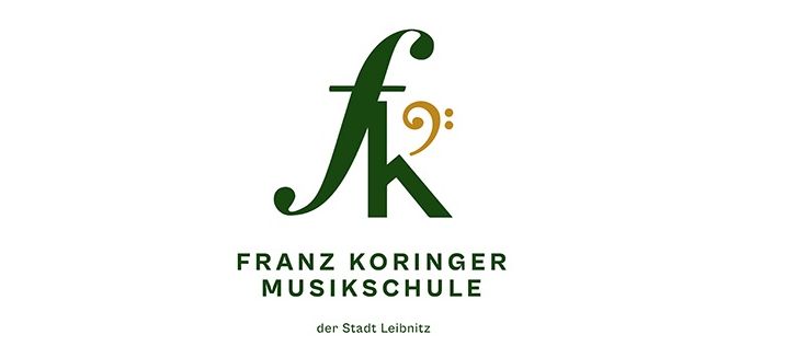 Das Logo der Franz Koringer Musikschule, einer Musikschule in der Stadt Leipzig. Es zeigt stilisierte Musiknoten und die Buchstaben 'FK'.