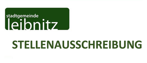 A green banner with white text reading 'STELLENAUSSCHREIBUNG' and 'stadtgemeinde eibitnz' on a white background.