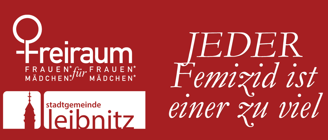 Ein roter Hintergrund mit weißem Text, der 'JEDAUM FRAUEN* MÄDCHEN*' und 'eine Ritz' mit einem weißen Quadrat auf der linken Seite liest.