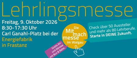 Werbeplakat für die Ringlingmesse in Walgau, Oktober 2026. Mit kostenlosem Anreiseangebot per Bus und Bahn, QR-Code für walgau.at und Logo der WKO Vorarlberg.