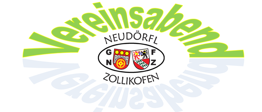 Das Vereinssaben-Logo zeigt grünen Text, wobei der Name der Organisation deutlich sichtbar ist. Darunter befindet sich der Name eines Ortes, Neudorf, mit einem stilisierten Schloss und einem Kreuz. Darunter erscheinen die Worte Zollikofen.