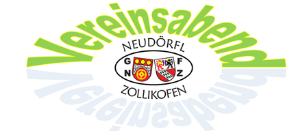 Das Vereinssaben-Logo zeigt grünen Text, wobei der Name der Organisation deutlich sichtbar ist. Darunter befindet sich der Name eines Ortes, Neudorf, mit einem stilisierten Schloss und einem Kreuz. Darunter erscheinen die Worte Zollikofen.