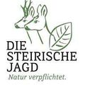 Das Logo von 'Die Steirische Jagd' zeigt zwei Hirschköpfe mit Geweih, ein Blatt und den Text 'Natur verpflichtet'. Es steht für eine Verpflichtung zur Natur.