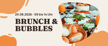 Ein Plakat für ein Brunch-Event am 29. August 2026 von 9 bis 14 Uhr, mit verschiedenen Speisen auf einem Tisch.