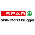 Das Bild zeigt das Logo von SPAR Markt Prugger, das aus einem roten Rechteck mit dem Text 'SPAR' in weiß und einem grünen kreisförmigen Logo mit einem Baumsymbol besteht.