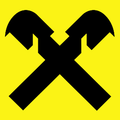 Ein gelber Hintergrund mit einem großen schwarzen X-Symbol, gebildet durch zwei sich kreuzende Linien mit abgerundeten Enden.