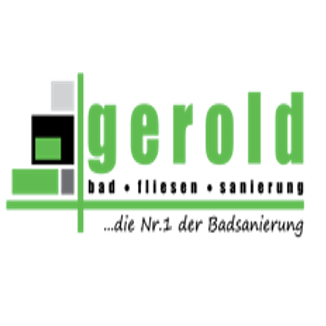 Gerold Logo mit Badewannen-Symbol, Text lautet 'bad fliesen sanierung' und '...die Nr.1 der Badsanierung'.