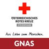 Ein Poster mit einem roten Kreuz auf weißem Hintergrund. Es steht 'Österreichisches Rotes Kreuz Steiermark' und 'Aus Liebe zum Menschen'. Darunter ist das Wort 'GNAS' in Weiß auf rotem Hintergrund groß dargestellt.