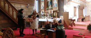 Adult, Female, Person, Woman, Altar, Building, Prayer, Candle, Plant, Shoe