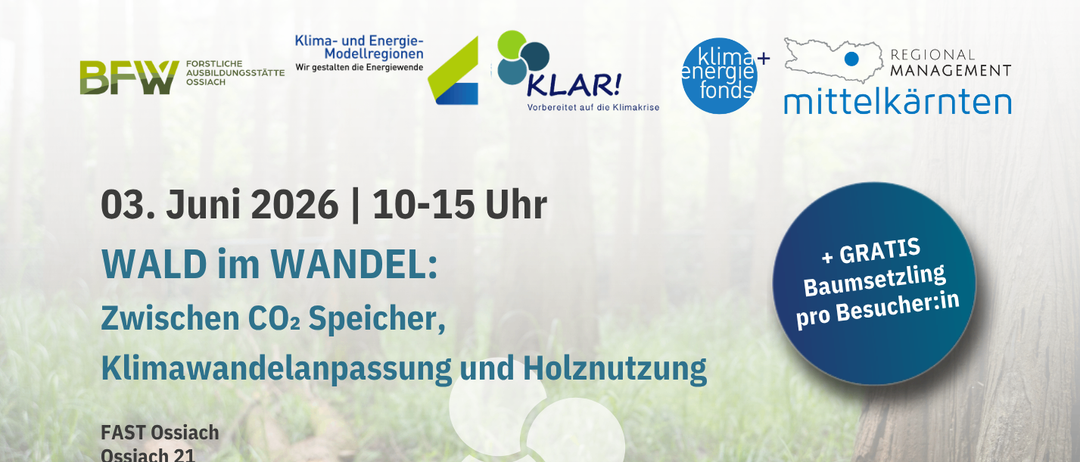 Die Veranstaltung findet am 3. Juni 2026 von 10 bis 15 Uhr statt. Es geht um die Rolle des Waldes als CO2-Speicher, Klimaschützer und Holznutzung. Die Veranstaltung ist kostenlos mit einem gratis Baum pro Besucher. Der Wald steht an einem entscheidenden Schnittpunkt und ist sowohl CO2-Lieferant als auch Energieträger. Die Temperatur und extreme Wetterereignisse verändern die Zukunft des Waldes.
