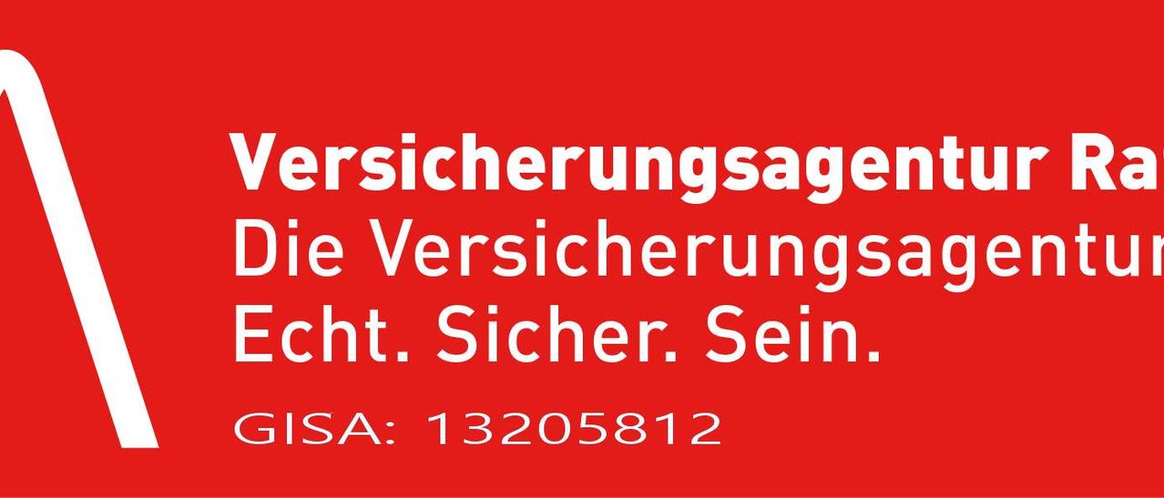A red poster advertises a company with a slogan 'Insurance Right. Safe. Be.' It includes a reference number 13205812.