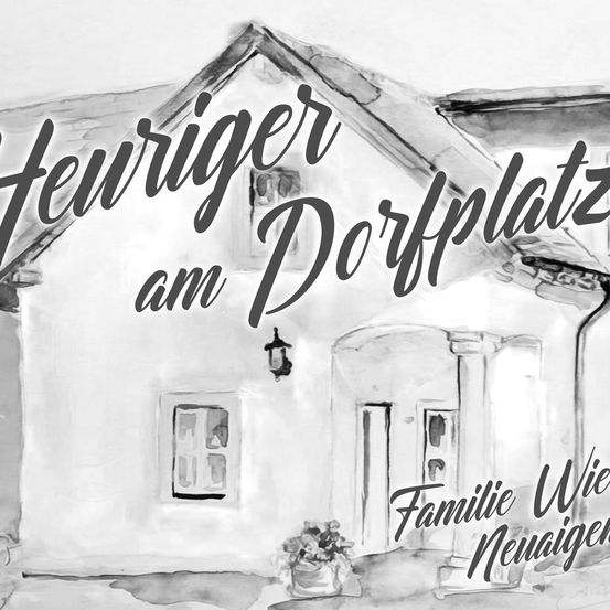 Eine Schwarz-Weiß-Illustration eines Hauses mit deutschem Text darüber. Eine Lampe hängt über dem Eingang.