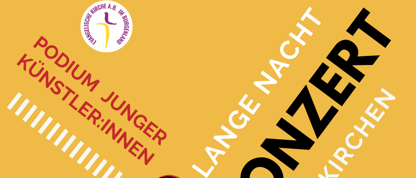 Plakat für ein Trompetenkonzert in der Kirchner-Kirche. Das Plakat enthält Text auf Deutsch und Termine für die Veranstaltung. Die Trompete ist in Rot auf gelbem Hintergrund abgebildet.