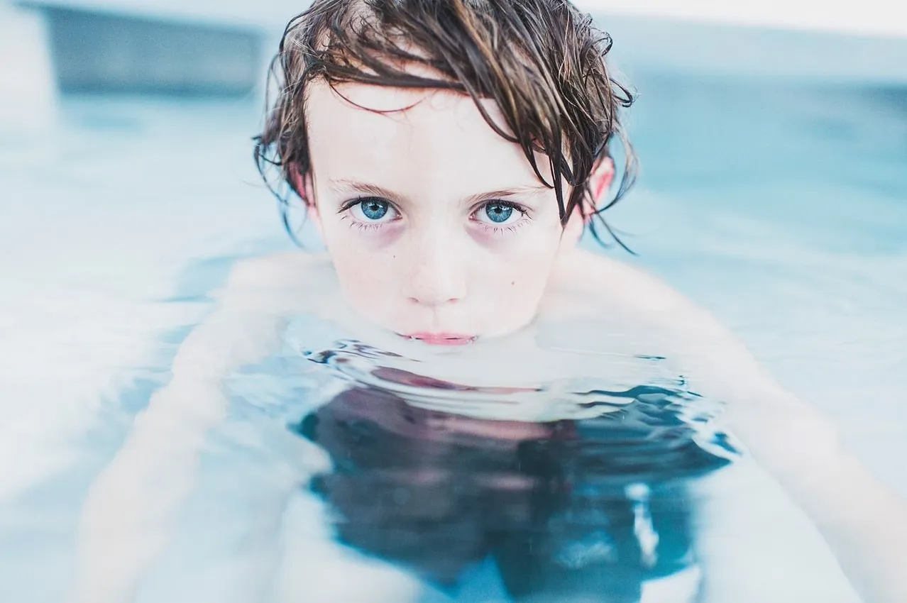Bathing, Baby, Person, Face, Head, Swimming, Water, Water Sports, Photography, Portrait