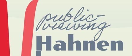 Plakat mit roten Skiern, öffentliches Brauen-Event, Hahnenkammrennen, Samstag, 24. Jänner, Beginn um 10:30 Uhr.