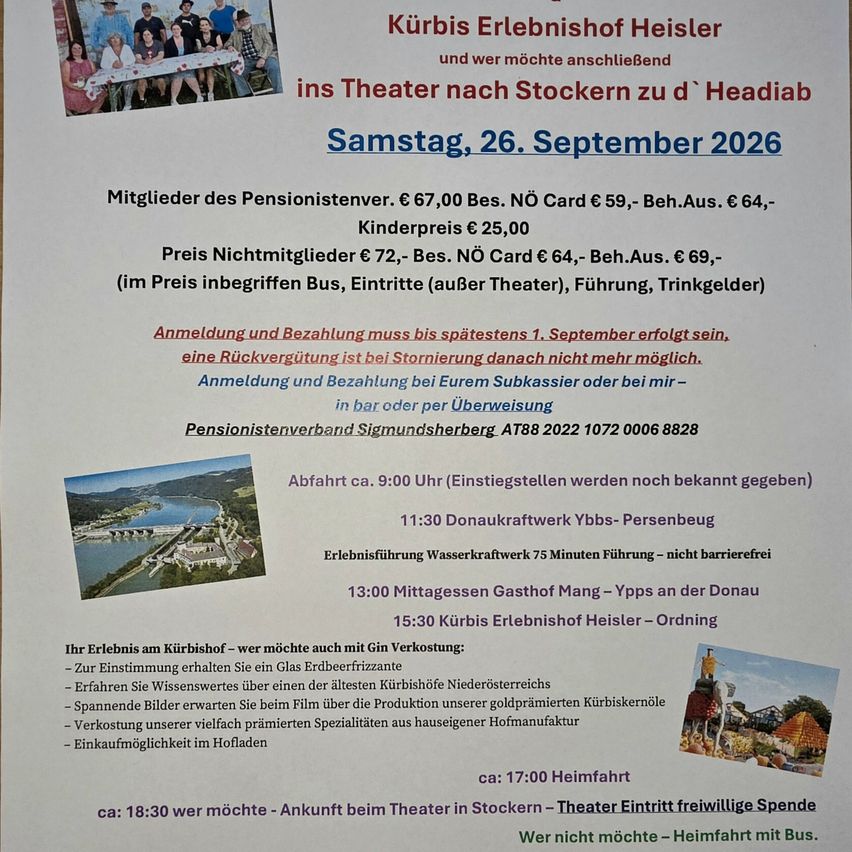 A flyer for the Kurbis Experience Heisler event on September 26, 2026. It includes details about the event, ticket prices, and a schedule of activities.