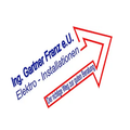 Ein blaues und weißes Logo mit einem roten Pfeil, der nach rechts zeigt. Der Text lautet 'Ing. Gartner Franz e.U. Elektro - Installationen' und 'Der richtige Weg zur guten Beratung.'