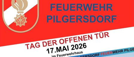 Ein Tag der offenen Tür in Pilgersdorf, geplant für den 17. Mai 2026, im örtlichen Feuerwehrhaus. Die Veranstaltung beginnt um 9:30 Uhr mit einem Vormittagsmarkt, gefolgt von Essensverkostungen bis 14:00 Uhr. Kaffee und Mehlspeisen sind ebenfalls erhältlich.