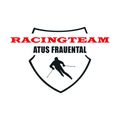 Das Logo für Racing Team Atus Frauental zeigt einen schwarzen Schild mit einem Skifahrer in Bewegung, der Skistöcke hält, und dem Text 'RACINGTEAM ATUS FRAUENTAL'.
