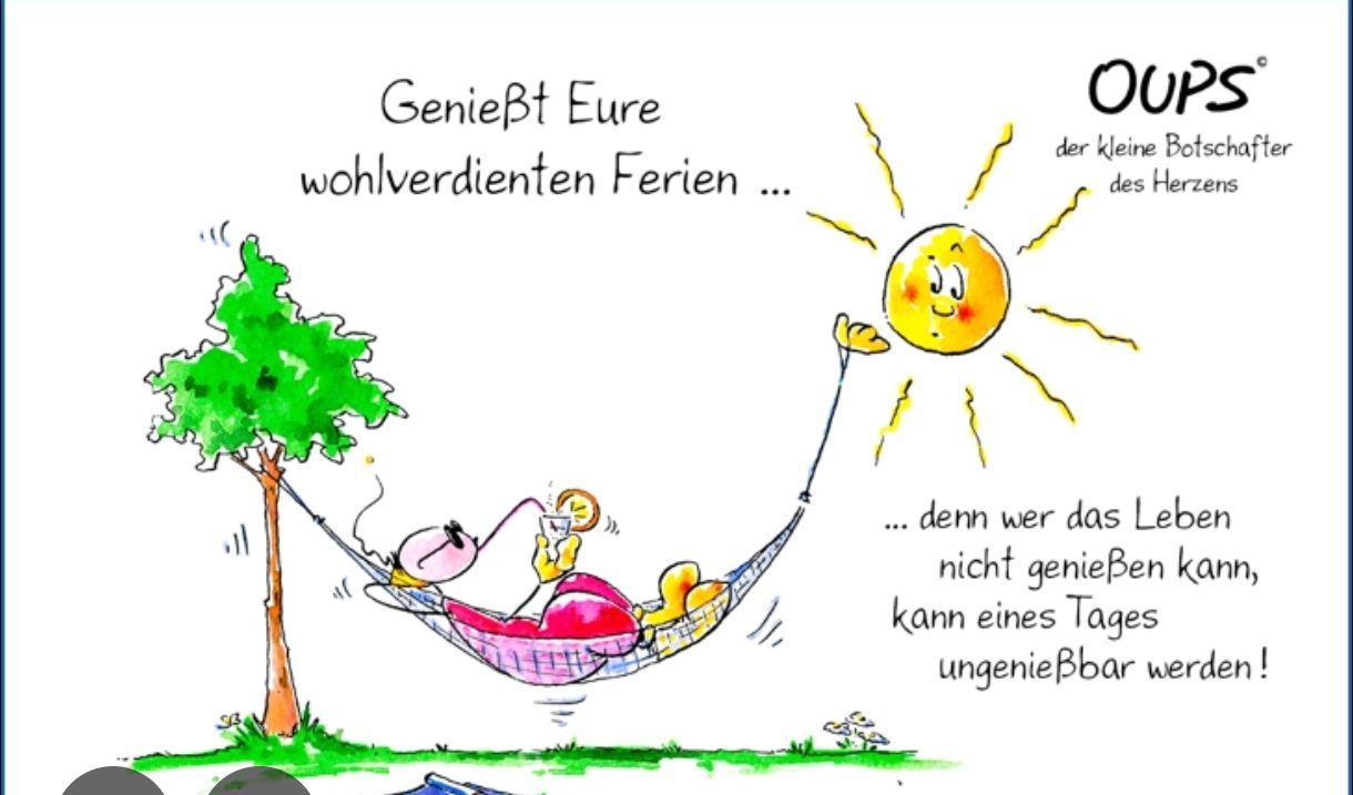 An illustration of a person relaxing in a hammock under a sun, with a quote above that reads, 'Enjoy your well-earned holidays...' and a humorous twist at the bottom.