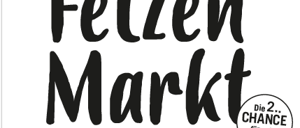 Plakat für Fettzen Markt, mit den Worten Fettzen Markt in fetten schwarzen Buchstaben. Der Markt befindet sich in Oberrosenberg 21. Das Plakat trägt den Text 'Für Speise und Trank ist bestens gesorgt!' in Deutsch.