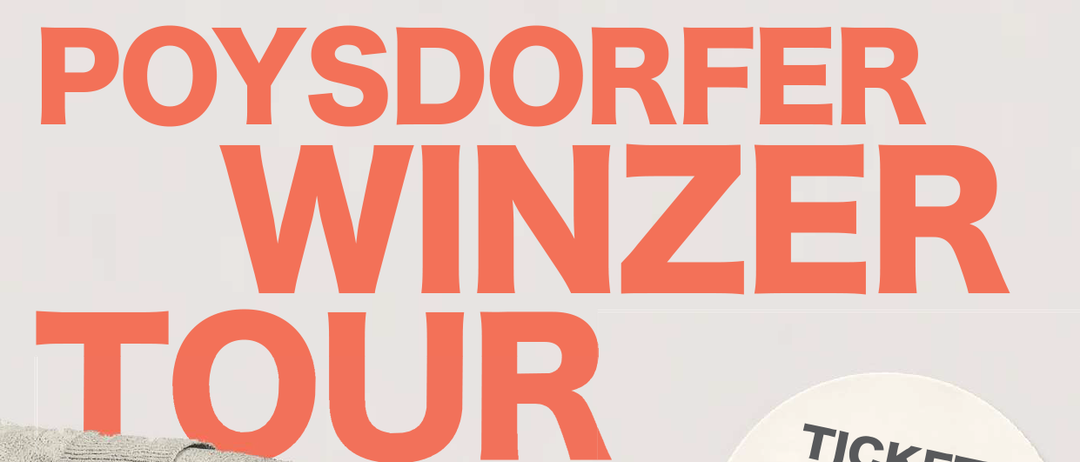 Plakat für die Winzer Tour Veranstaltung, zeigt eine Hand, die Wein in ein Glas gießt, mit einem QR-Code für Tickets. Die Veranstaltung ist für den 13.-15. November 2026 geplant.