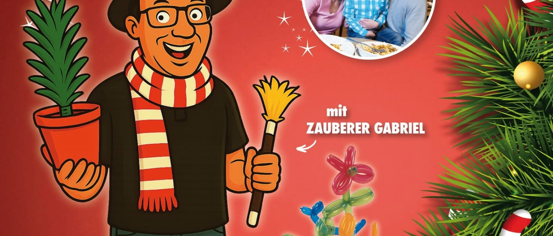 Erleben Sie ein magisches Familienerlebnis im Advent. Genießen Sie eine Weihnachtsshow, ein Familienbuffet und lassen Sie sich von Modellballons verzaubern. 8. Dez., 10:30 bis 13:00 Uhr.