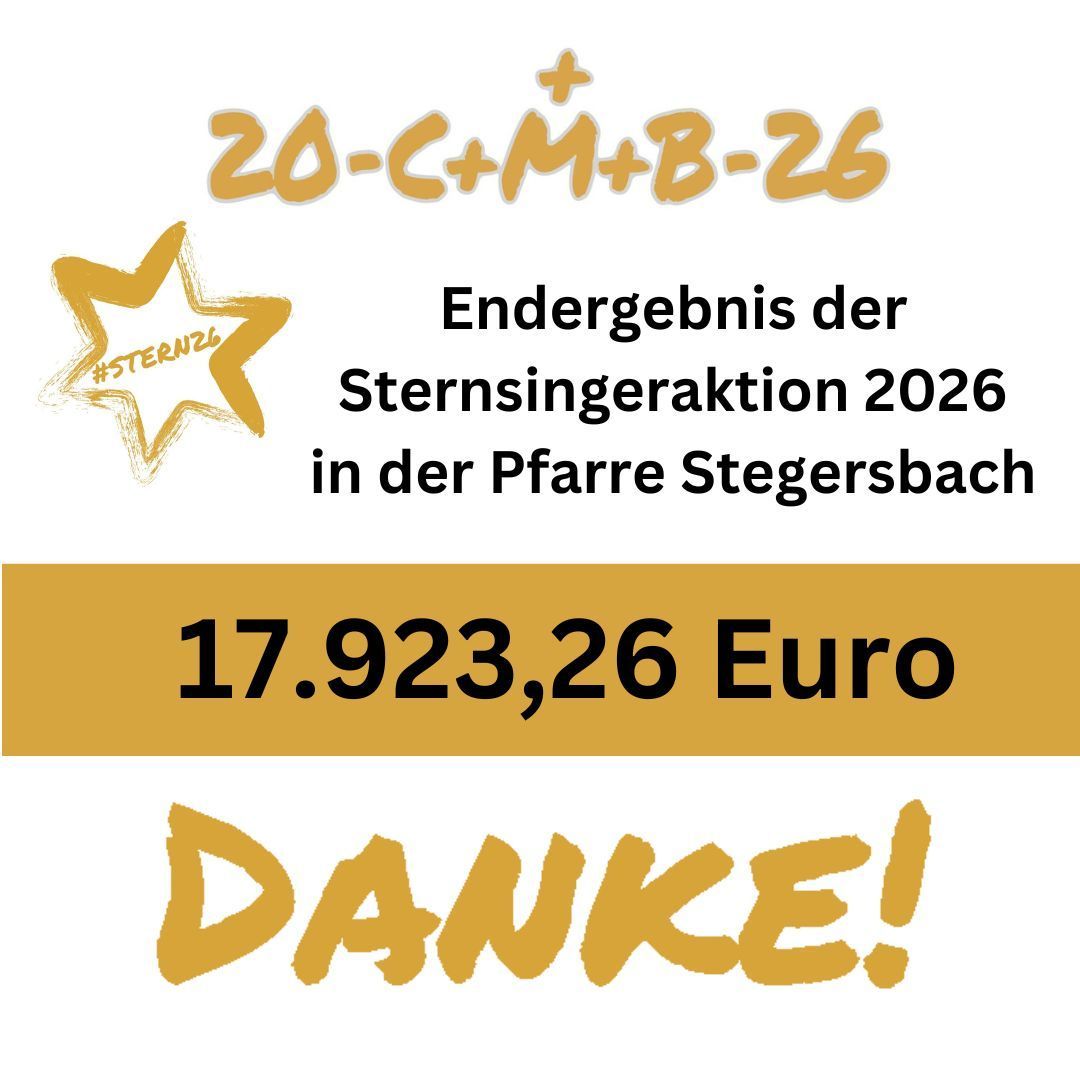 Sternsymbol, Ergebnis der Sternsingeaktion 2026, 17.923,26 Euro, danke!