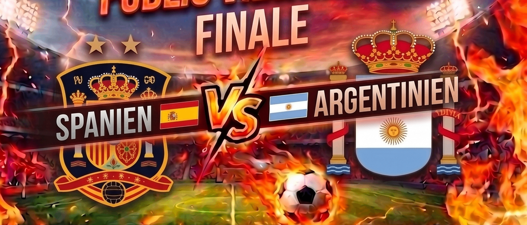 Plakat für das Fußballspiel zwischen Spanien und Argentinien, geplant für Sonntag, den 19. Juli, um 21 Uhr. Die Bar öffnet um 20 Uhr.
