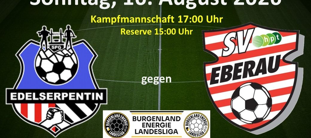 Soccer match poster for the 2nd round of the 2022 season on August 16th, featuring Serpentin vs. SV Ebera, with kickoff times and logos.