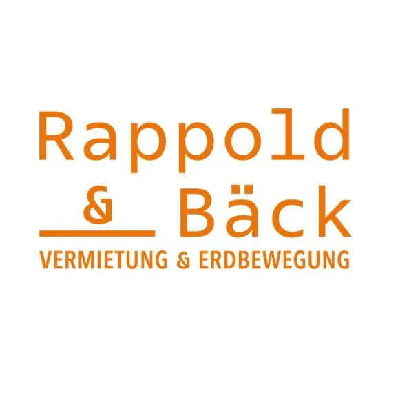 Das Logo für Rappold & Back, das Vermietungs- und Erdbewegungsdienstleistungen anbietet.