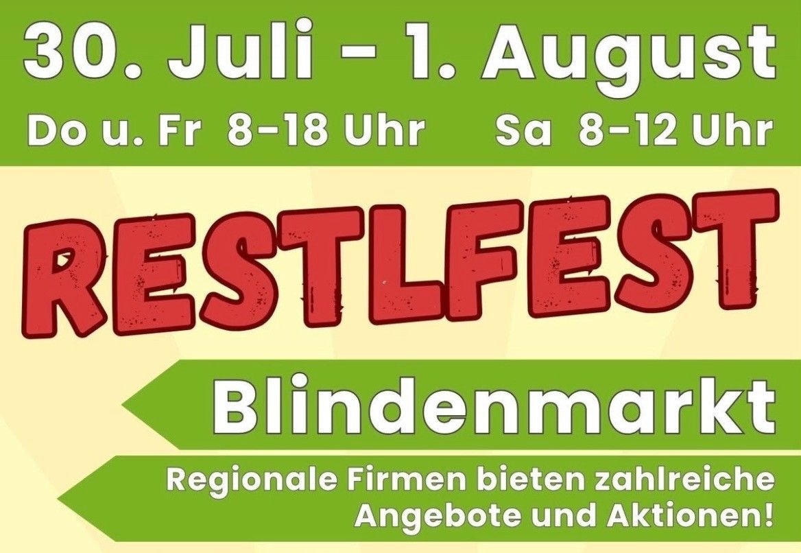 Plakat für die 'ESTLFES' Veranstaltung in Bindenmar, mit Datum und Uhrzeiten für Freitag und Samstag, sowie einer Einladung für regionale Unternehmen, Angebote und Aktivitäten anzubieten.