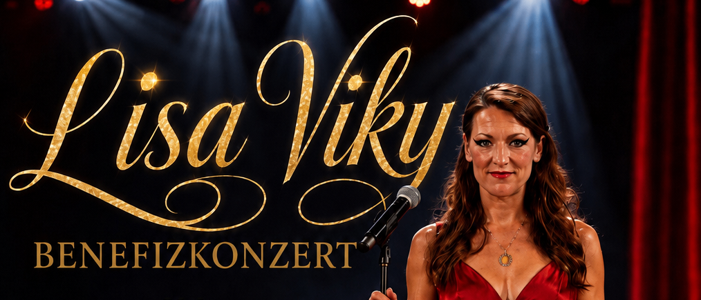 Ein Plakat bewirbt ein Benefizkonzert von Lisa Viky im Stadtsaal Waidhofen an der Thaya am 24. Oktober 2026. Die Veranstaltung beginnt um 19:30, der Preis ist nicht angegeben.