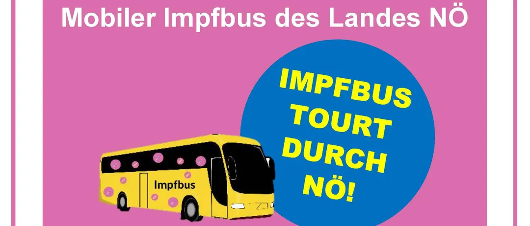 Plakat für eine Impfbus-Tour in Waidhofen a. d. Thaya am 17. November 2026, mit kostenlosen Impfungen gegen Grippe, Gürtelrose, Pneumokokken, MMR und HPV.